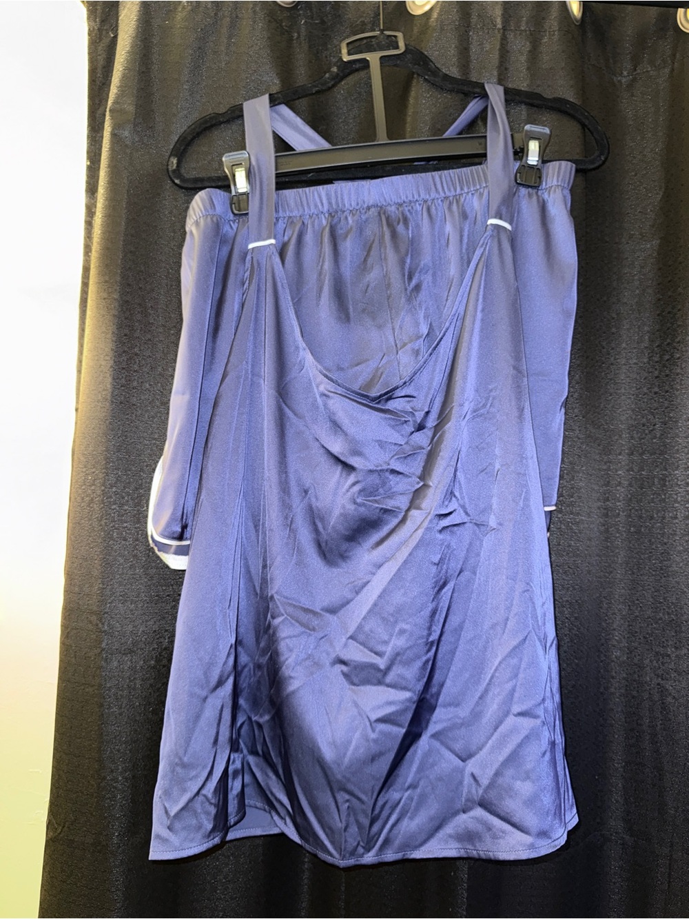 Lavender Blue Satin Slip Shorts Sleep Set (2 sizes avaliable)